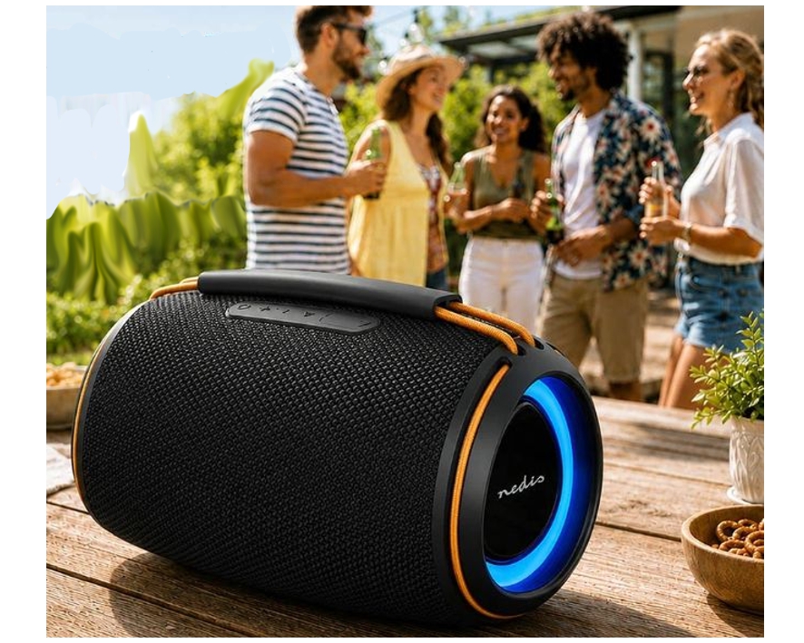 Tragbarer Bluetooth Lautsprecher 40W mit Akku USB + SD-Slot + RGB-LED + IPX4 Spritzwassergeschützt IN2026