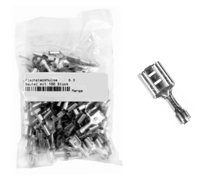 6,3mm Flachsteckhülse Blank verzinnt unisoliert ** 100er Pack ** 