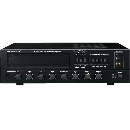 88-404-00250-PA1200-Bild01RQpWY2xmqGgG3 ELA Verstärker 170W 4-Zonen Schalter PA1200 mit Gong Sirene 5 Eingänge