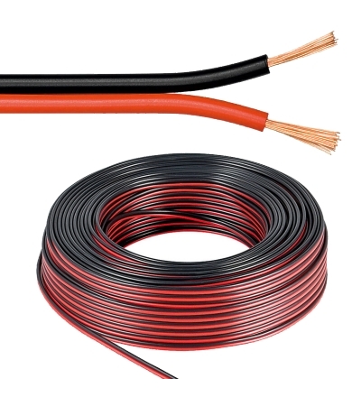 25m Lautsprecherkabel 2x 1,5qmm Ring Rot-Schwarz Litze 100% CU