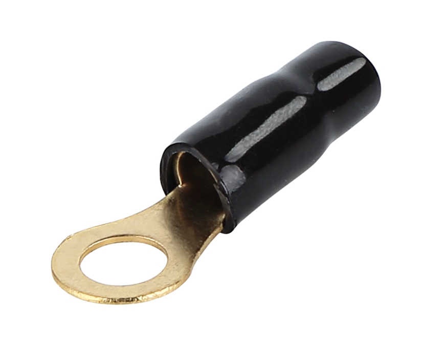 M8 Ringschuh bis 20qmm vergoldet teilisoliert Schwarz