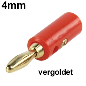 4mm Bananenstecker Hartplastik Serie-5 vergoldet Isolierkörper ROT
