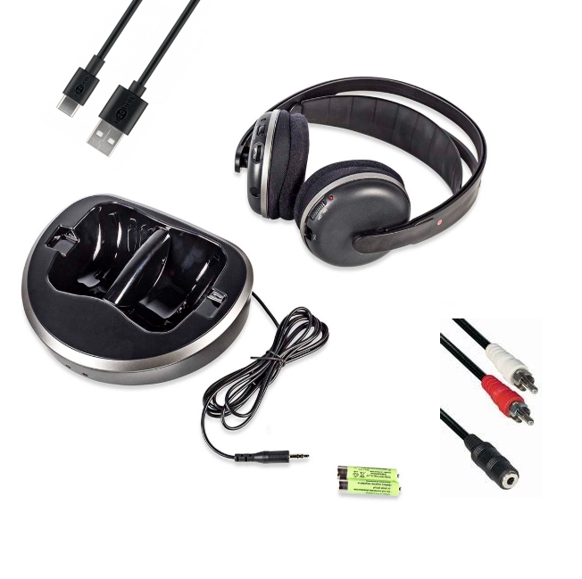 Funkkopfhörer Stereo mit Mikroakkus und Ladestation TV-Kopfhörer