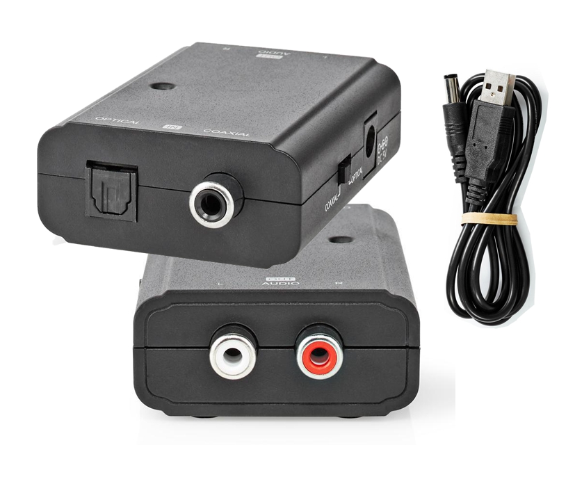 Audiokonverter_Toslink_Cinch_42-300-00765 Audio Konverter Digital Koax oder Toslink auf Cinch DA-Wandler SPDIF ohne NT
