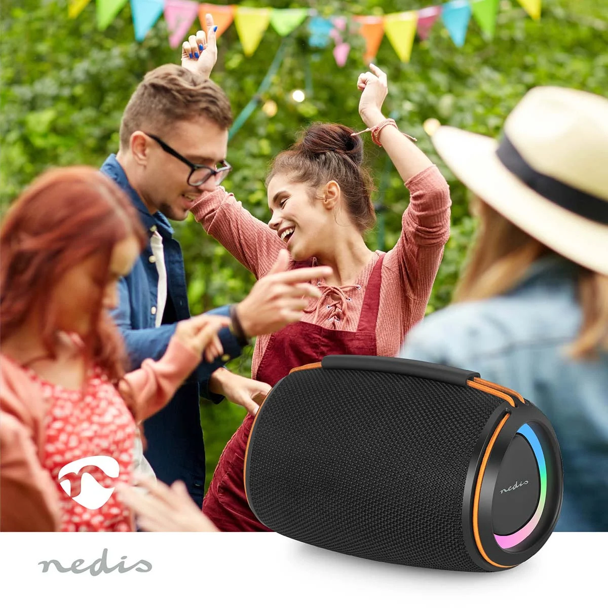 Tragbarer Bluetooth Lautsprecher 40W mit Akku USB + SD-Slot + RGB-LED + IPX4 Spritzwassergeschützt IN2026