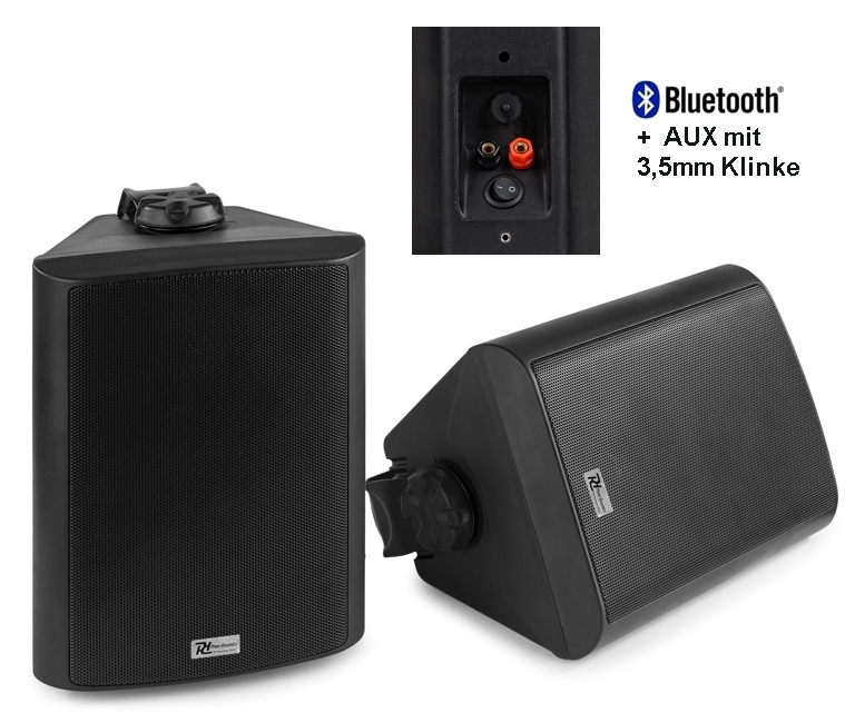 aktivlautsprecher_bild0_64-800-02855 Aktiv Lautsprecher 100W Wandmontage mit Bluetooth und AUX Eingang Montagebügel Schwarz