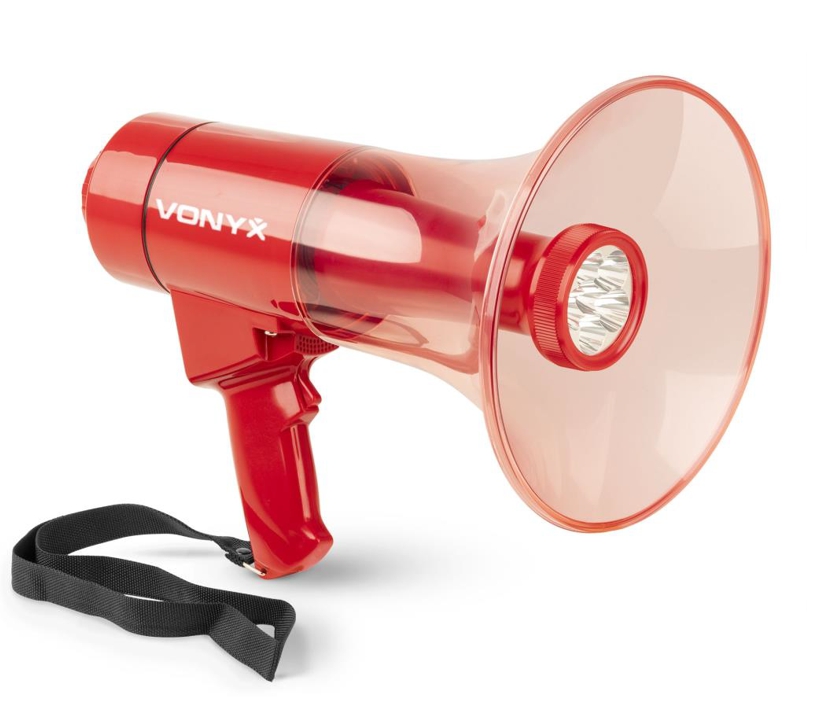 Megaphon MEGA50 50W mit Sirene Bluetooth USB-Player und Aufnahmefunktion mit Griff und Schlaufe