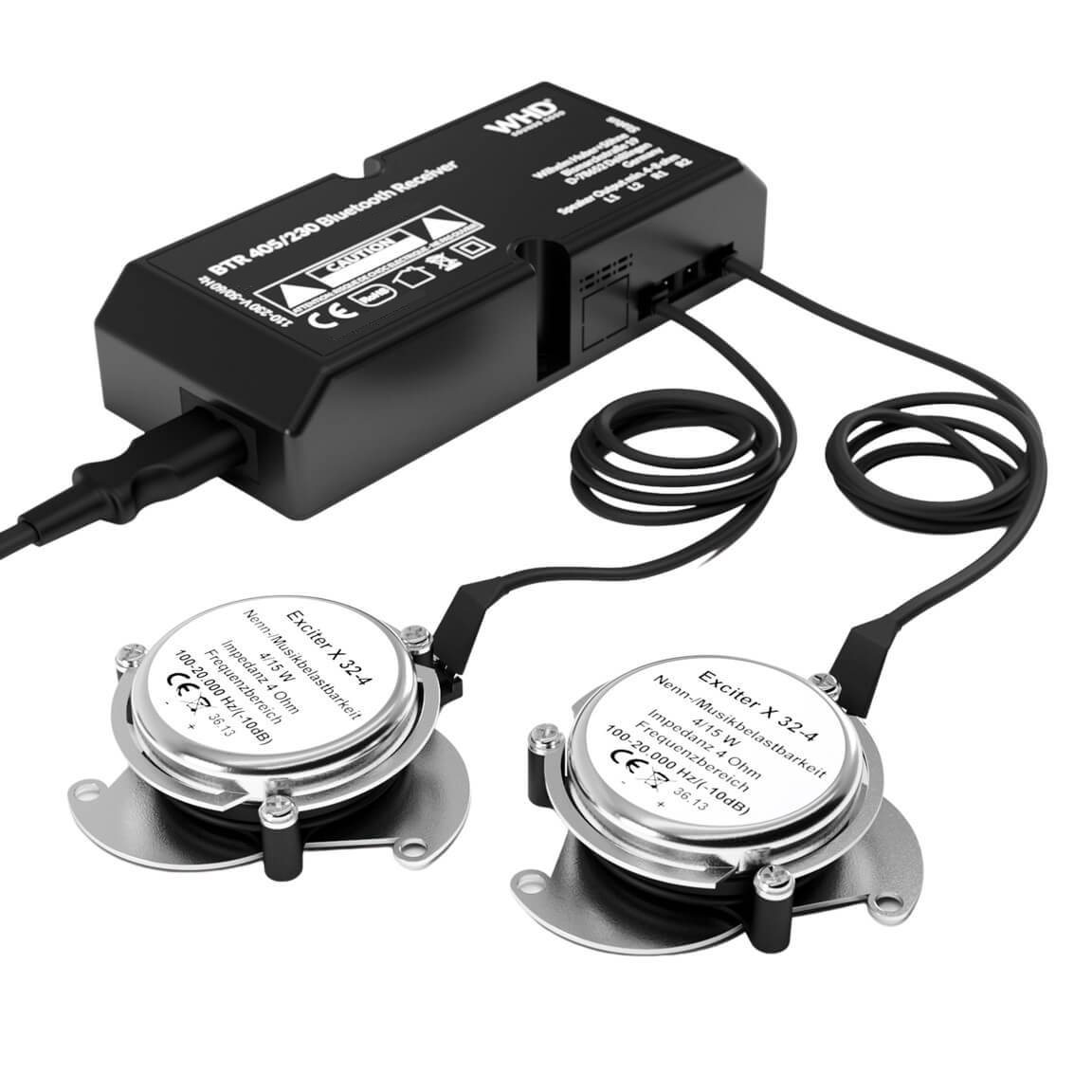 BTR405-SET2_83-769-00280 2x Exiter mit Stereo-Verstärker mit Bluetooth BTR405-Set2 mit Lautsprecher APP Klangregler