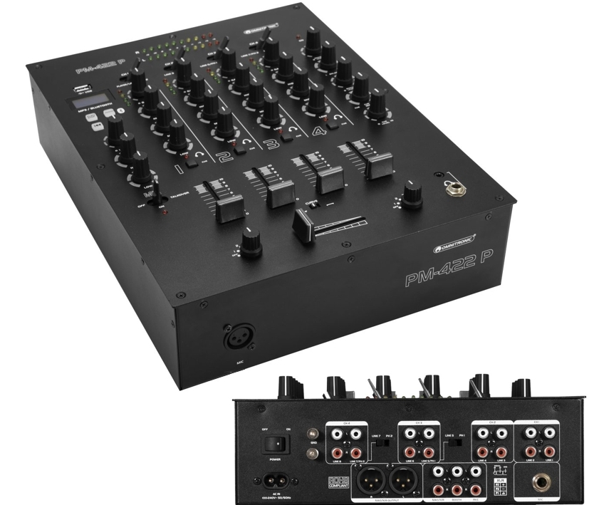 Mischpult Mixer 4-Kanal mit Bluetooth USB Player und Equalizer PM422P Tischmixer