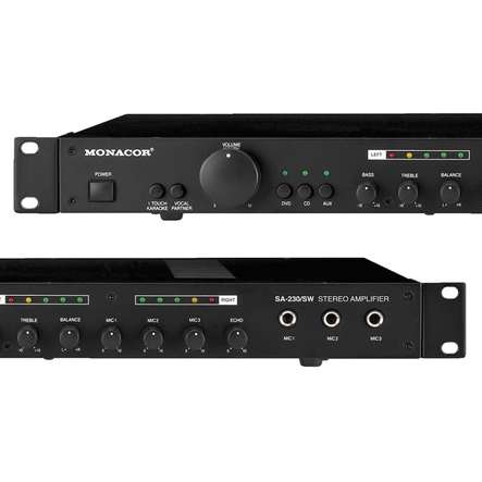88-901-00329_verst_02 Stereo Verstärker 2x50W 19zoll PA Endstufe mit Mischpult Echo SA230/SW