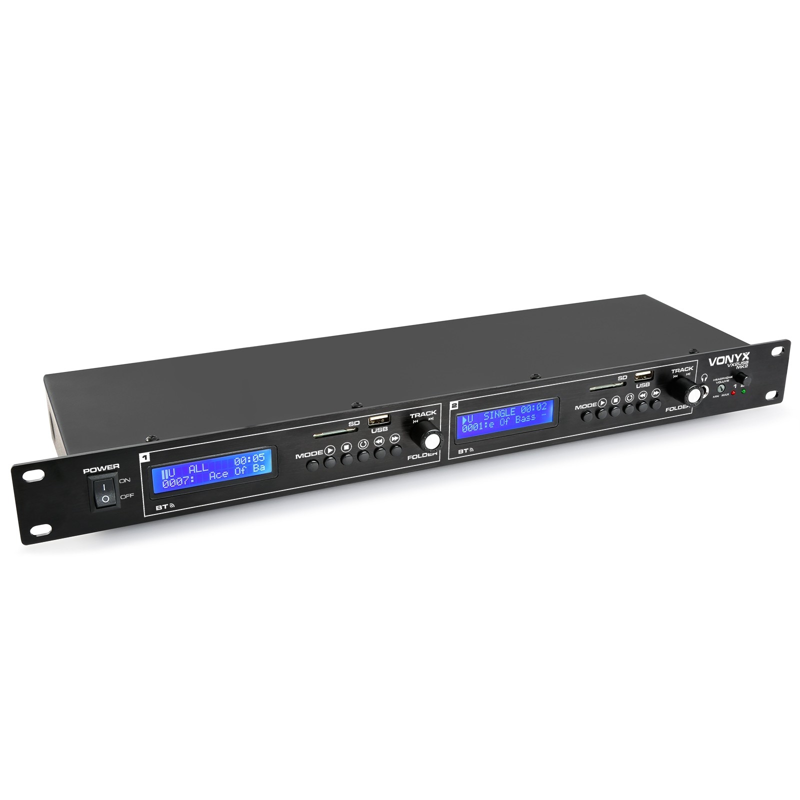 2-fach Player 2x Bluetooth 2x USB-Player MP3 Player 1HE Rackeinbau Zuspieler 2-fach Player 2x Bluetooth 2x USB-Player MP3 Player 1HE Rackeinbau Zuspieler