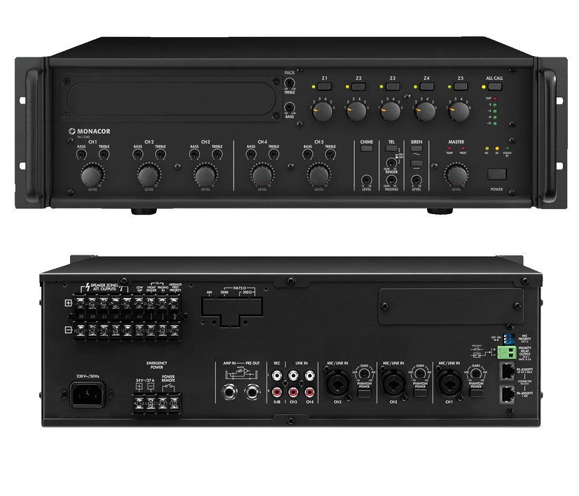 5zonen_ELA-Zentrale_PA1240_88-404-01400_B01 ELA Verstärker 340W 5-Zonen Regelung PA1240 5Eingänge 100V und 4-8ohm ELA Zentrale