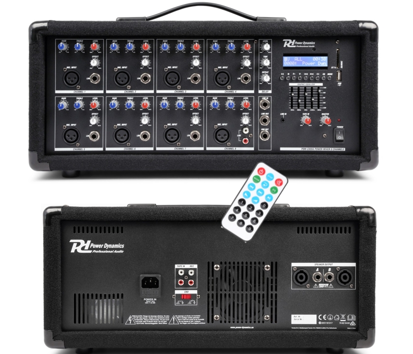 Powermixer Mischpult mit 2x300W Verstärker 8-Kanal Mixer mit Bluetooth USB-SD-MP3 Player Powermixer Mischpult mit 2x300W Verstärker 8-Kanal Mixer mit Bluetooth USB-SD-MP3 Player