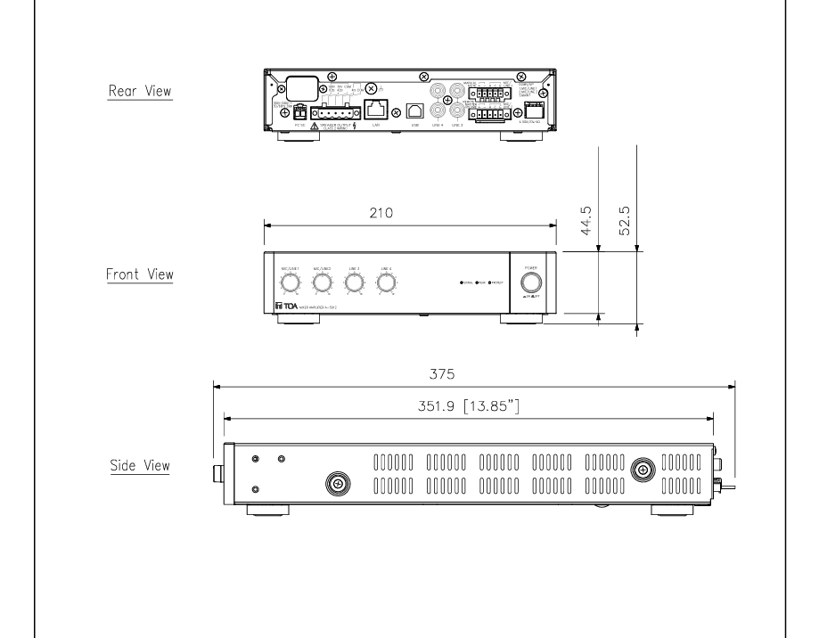Verstärker TOA A-5012 mit 120/180W 100V und 4-8ohm Digitaler Amplifier mit Mixer und LAN Port