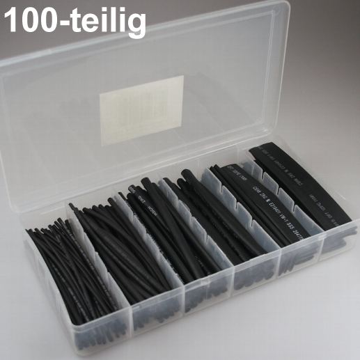 Schrumpfschlauch Sortiment 100-tlg in Kunststoffbox Schwarz