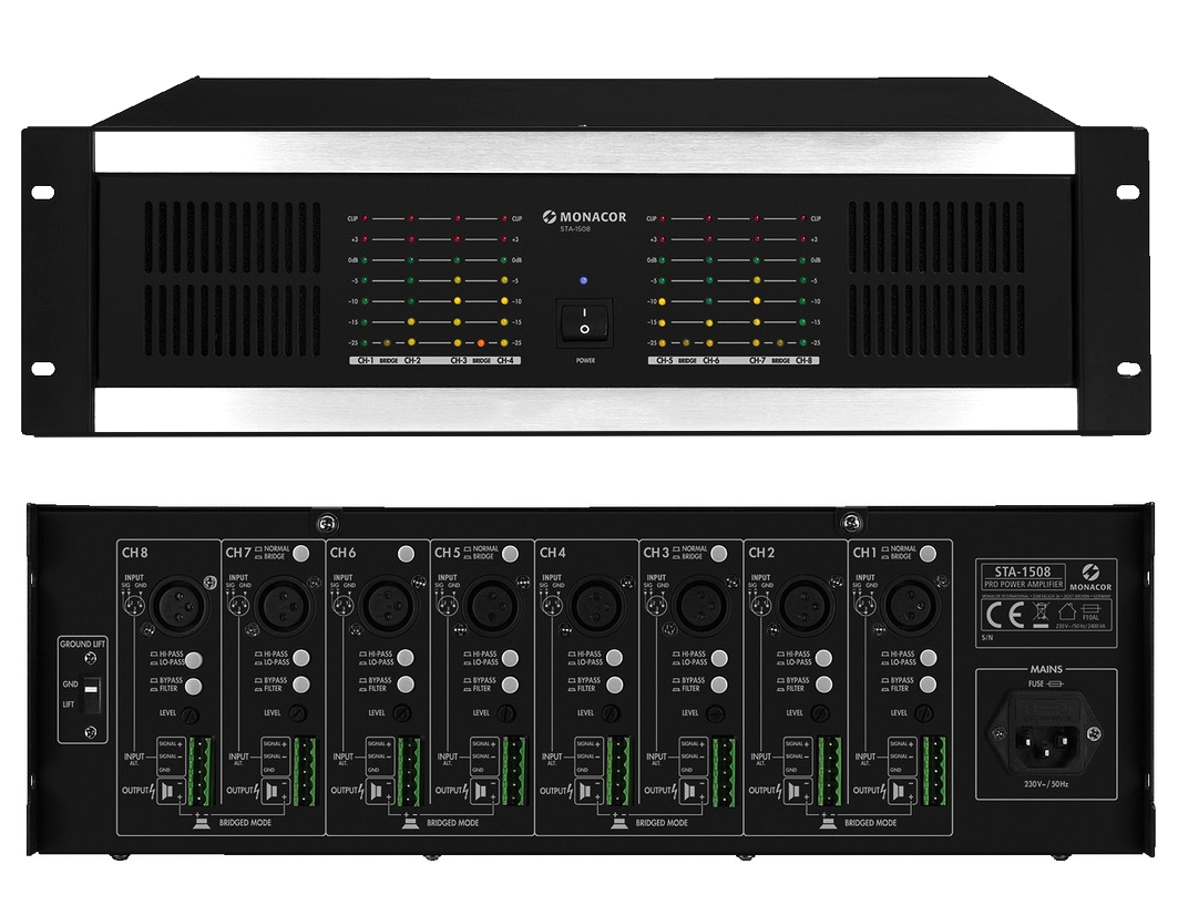 8Kanal_Verstaeker_Multiroom_88-900-07990 8Kanal Verstärker mit 8x200W = 1800W STA-1508 Multiroom
