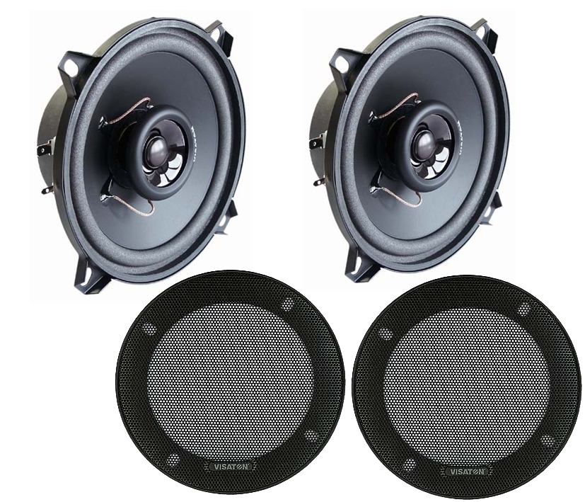 13cm Autolautsprecher 130mm 2x 80W 4ohm DX13 Euronorm 2-wege mit 2x Schutzgitter