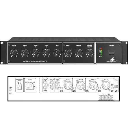 160W-ELA-Verstaerker-88-404-00215-A55939b192e64f ELA Verstärker 160W 100V oder 4-8ohm Ausgang 5-Eingänge PA900