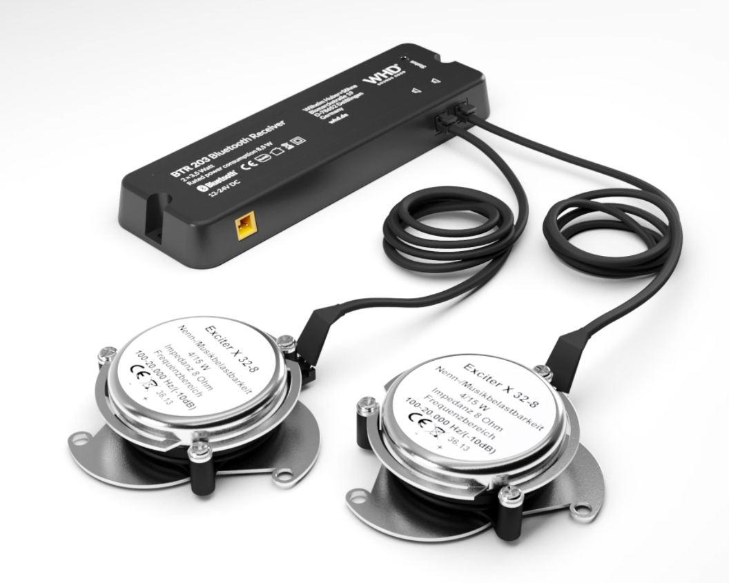 BTR206_mit_Exiter_83-769-00260 2x Exciter mit Stereo-Verstärker mit Bluetooth BTR203-Set mit Lautsprecher APP Klangregler
