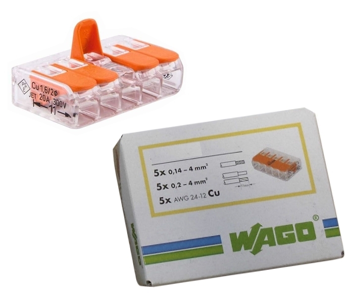 WAGO Klemme 5-Leiter 221-415 COMPACT 25er-Pack Kabelverbinder Leiterklemme Dosenklemme