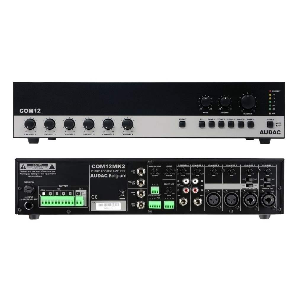 88-404-00813_AUCOM12MK2_New ELA Verstärker 180W 5-Zonen Schaltung 100V ELA Zentrale mit GONG und TEL-IN COM12MK2