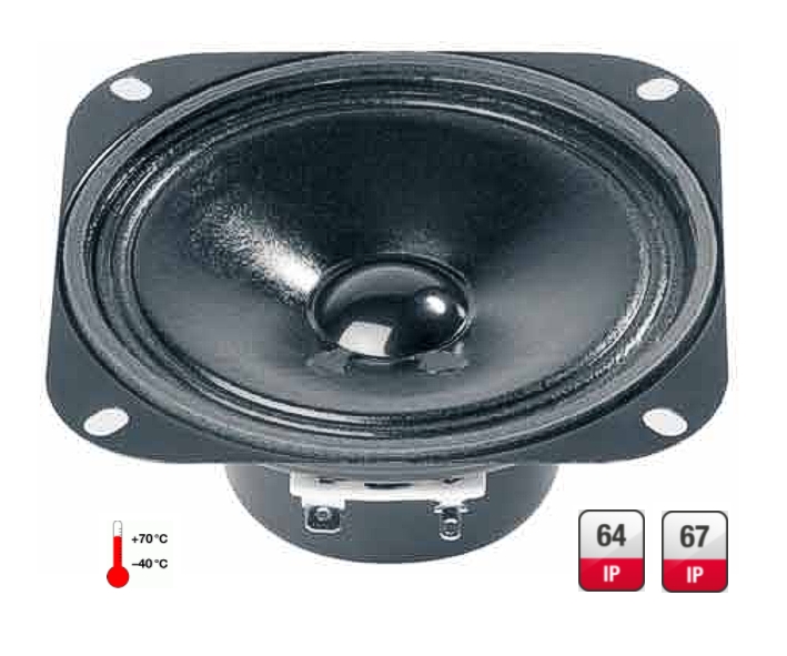 83-768-00380_83-768-00390_100mm_Breitband_IP67 102x102mm Breitbandlautsprecher 30Watt 4Ohm IP65 IP67 R10SC magnetisch geschirmt