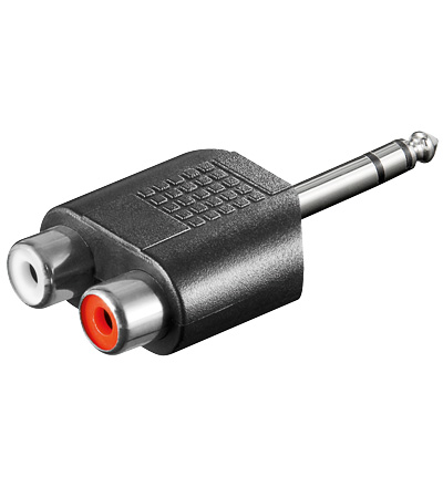 Klinkenadapter 6,3mm Klinkenstecker auf 2x Cinchbuchsen STEREO