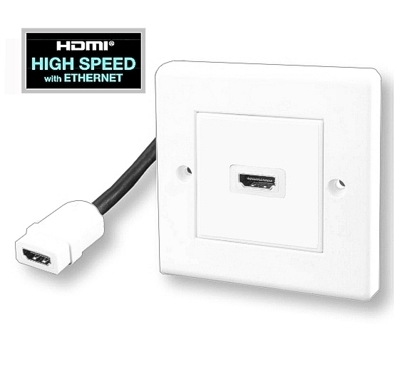 HDMI Dose Unterputz mit 1-fach Dose Einfachdose Perlweiss