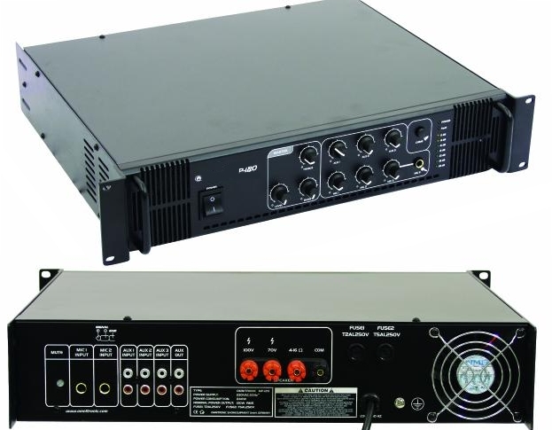 88-404-00830-ela-19zoll-verstaerker-bild11-henri-de ELA Verstärker 360/180W 6Eingänge MP180 230VAC 100V + 4-8ohm Ausgang