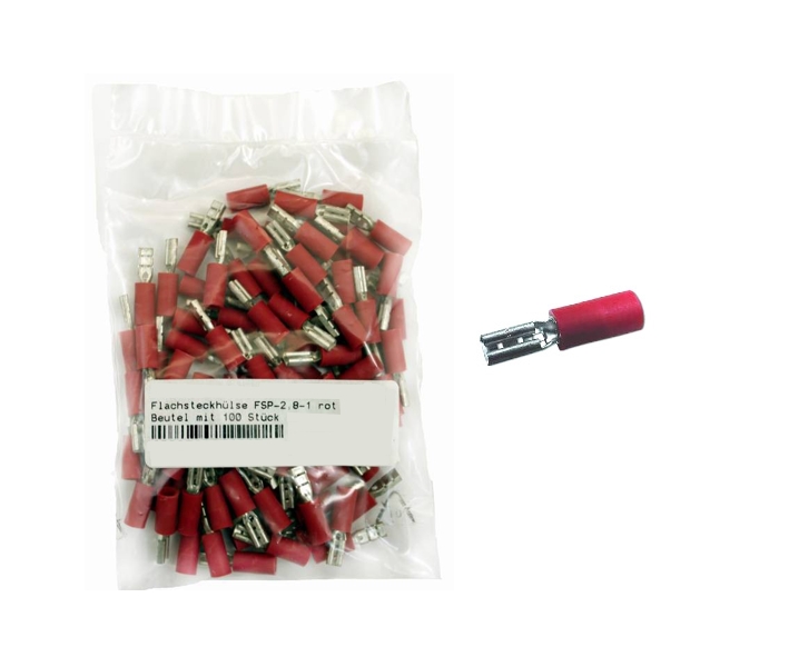 2,8mm Flachsteckhülse ROT Teilisoliert ** 100er Pack **