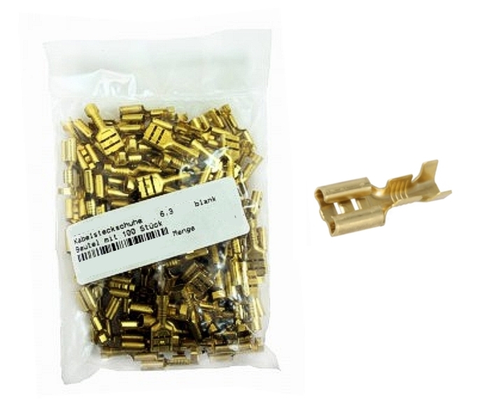 Fachstecker_blank_63mm_45-821-00547 6,3mm Flachsteckhülse BLANK unisoliert ** 100er Pack **