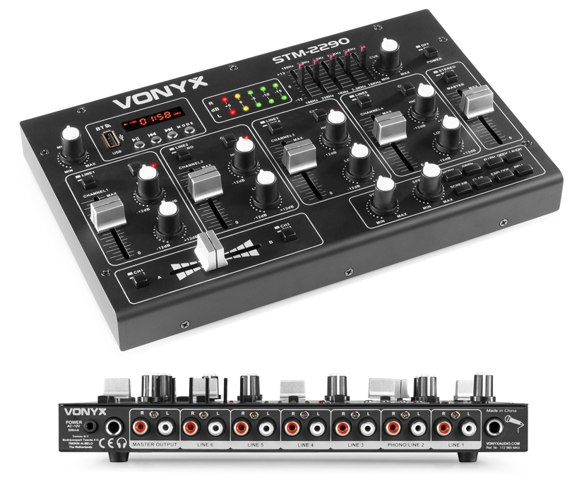 8Kanal_Mischpult_mit_Bluetooth_USB-Player_88-800-01000 Mischpult Mixer 8-Kanal mit Bluetooth USB Player Equalizer Soundeffekte Tischmixer