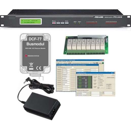 99-100-00437-KIT-PTC240 ELA Uhr Hauptuhr DCF77 Empfänger Relaiskarte Software STARTER-SET Auslöser für Pausengong