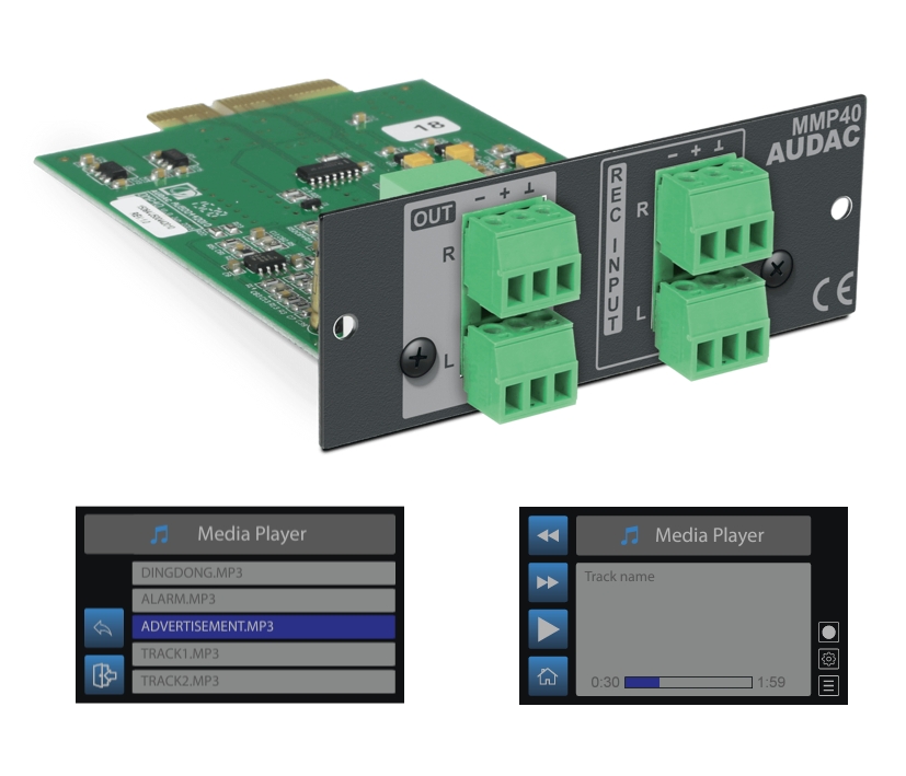 Audac_MMP40_USB_Mediaplayer_88-460-02175 Multiroom Streaming Steckmodul MMP40 USB-MediaPlayer zu XMP44 Basisgerät