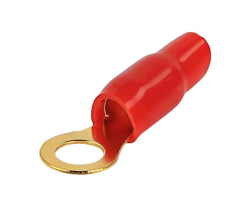 M8 Ringschuh bis 20qmm vergoldet teilisoliert Rot