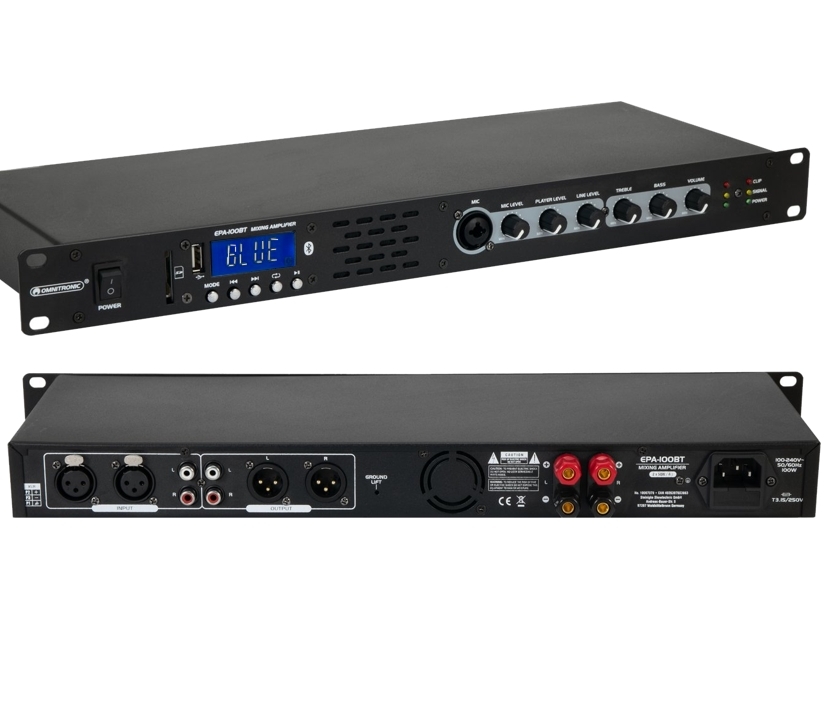 19zoll_Stereo-Verstaerker_mit_Bluetooth_B00_88-901-00350 Stereo Verstärker 2x50W Mischverstärker 19zoll Endstufe mit USB+SD Bluetooth Audioplayer