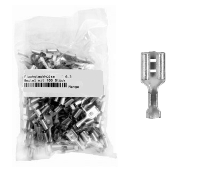 4,8mm Flachsteckhülse Blank verzinnt unisoliert ** 100er Pack **