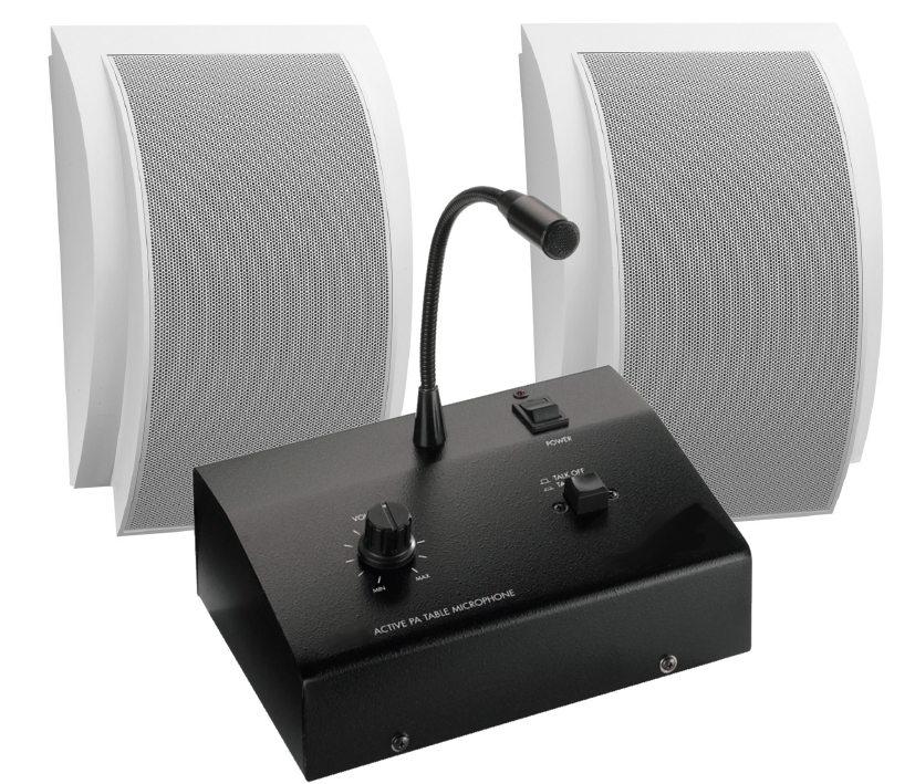 Durchsagesystem für Praxen und Büros SET-01 mit 2xDesign-Wandlautsprechern