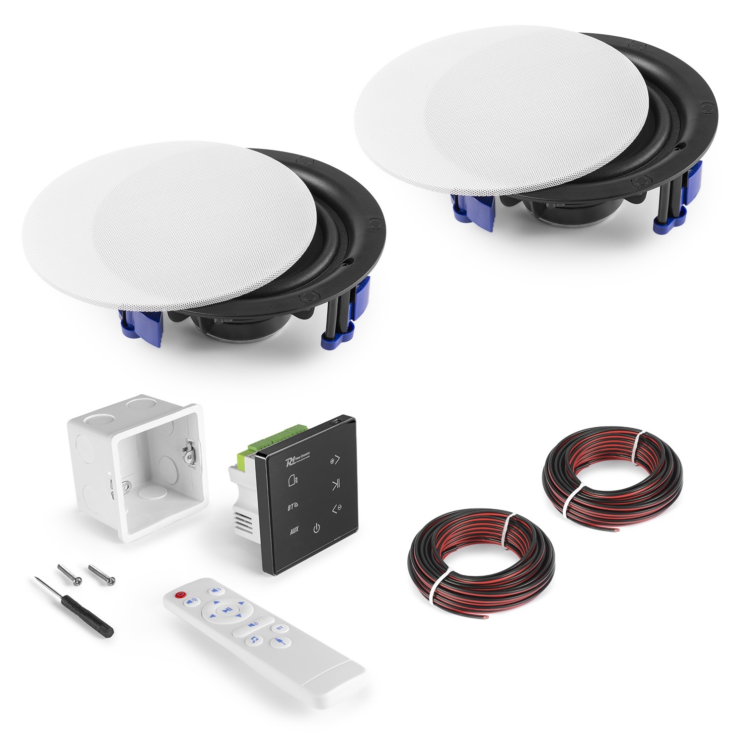88-450-07030_Badradio_Verstaerker_mit_USB_BT_Bild01 Touch Wandterminal mit USB Bluetooth 2x20W Verstärker und 2 x 210mm Deckenlautsprecher im SET