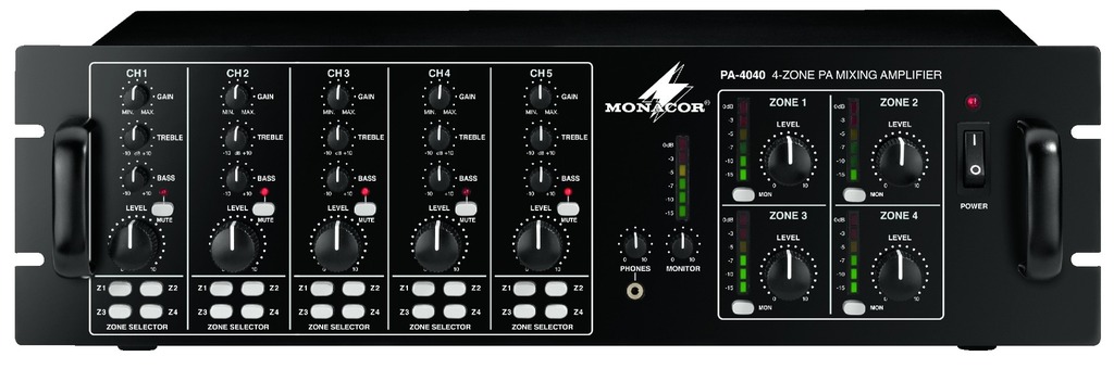 88-404-04040-PA-4040-BIG-A172520A ELA Verstärker 260W 4x65W 4-Zonen Regelung 4Kanal Audio Matrix PA4040