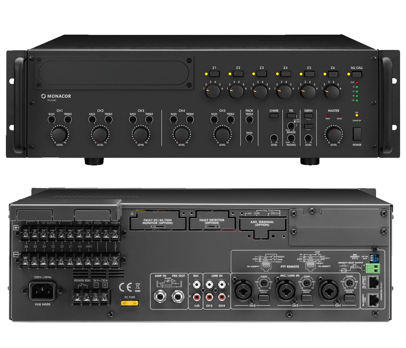 ELA Verstärker 320W 6-Zonen Regelung PA6240 100V ELA Zentrale mit 6Eingänge ELA Verstärker 320W 6-Zonen Regelung PA6240 100V ELA Zentrale mit 6Eingänge