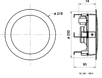 220mm ELA Deckenlautsprecher 15W 8ohm mit 100V 6W ELA Trafo DL18/1 Weiss