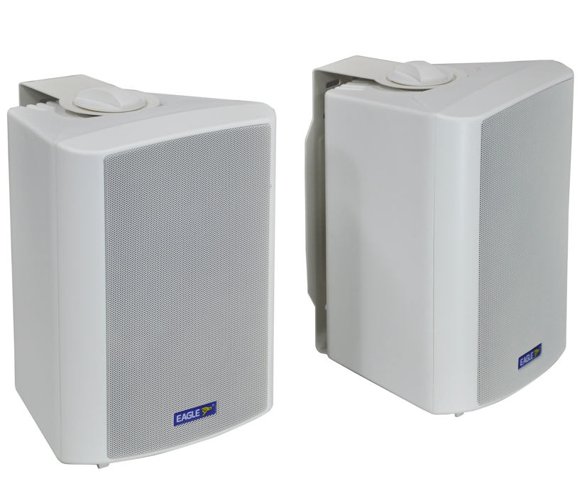 Wandlautsprecher 2x120W 8-Ohm 2-wege Weiss mit Metallbügel H-295mm -- Paar --