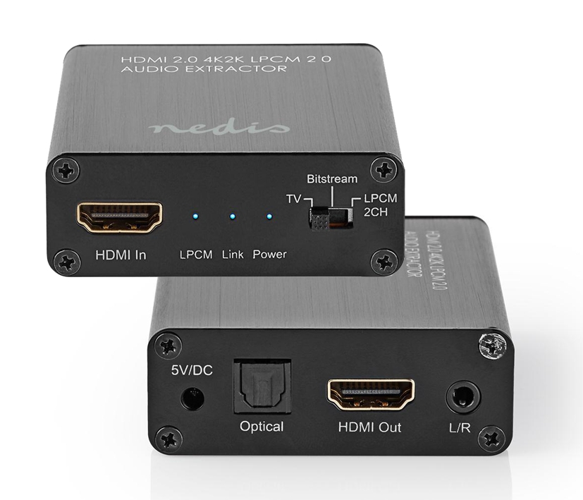 HDMI_Toslink_Klinke_Konverter_42-300-00685 Medienkonverter HDMI Audio Konverter HDMI Eingang auf Audiosignal und Toslink