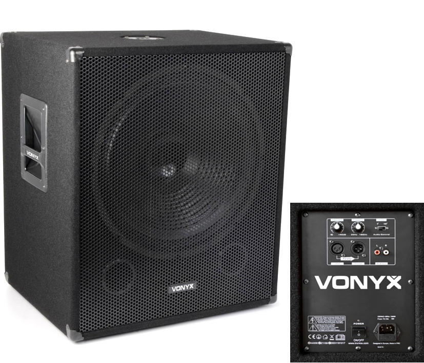 Aktiv 18zoll Subwoofer 1000W Schwarz 230V mit Endstufe Cinch-XLR-Input