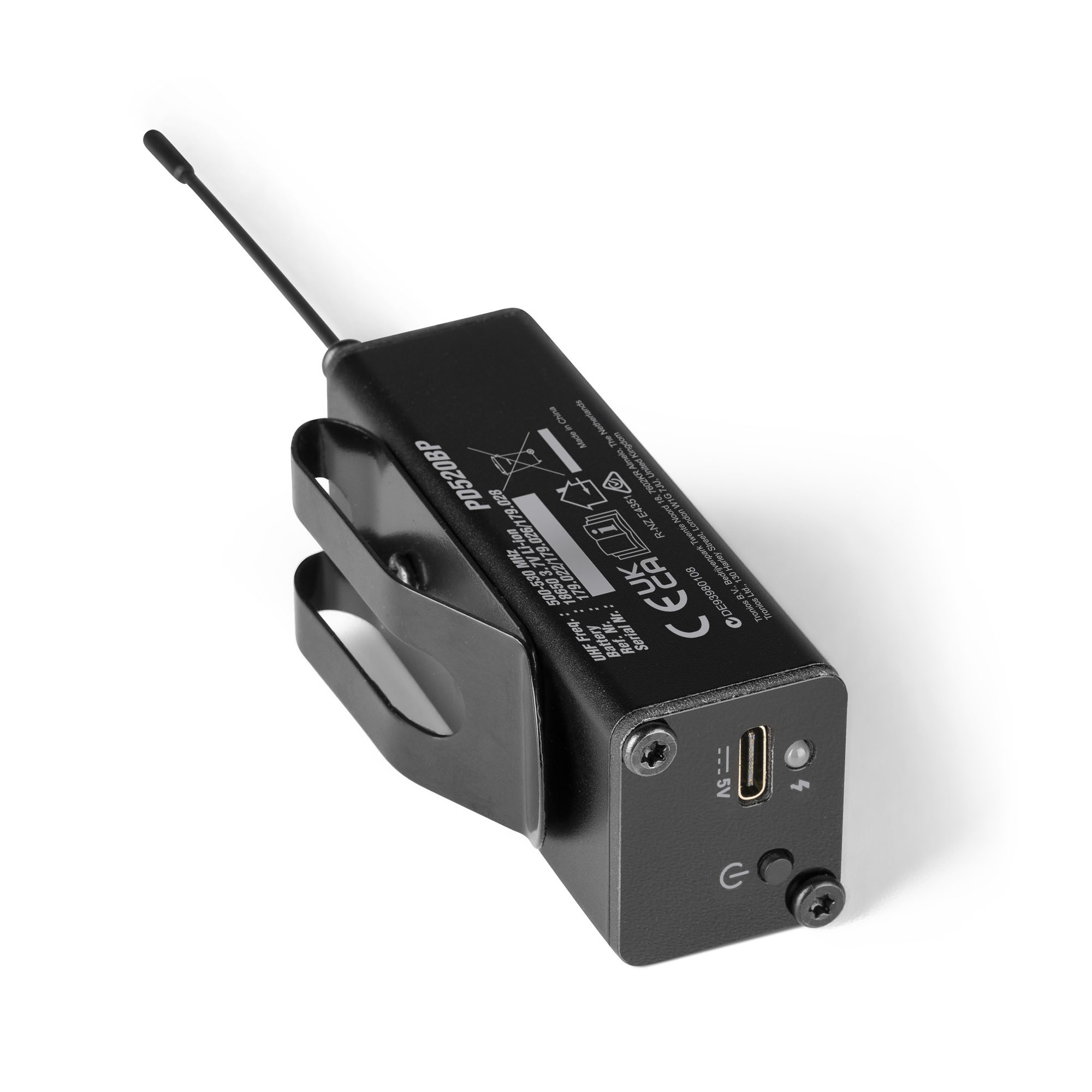 Funkmikrofontaschensender PD520BP mit Bodypack Headset und Lavaliermikrofon für Serie PD524 und PD528