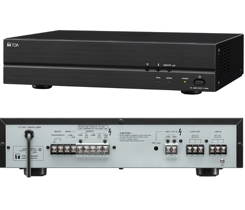 TOA_P2240_Verstaerker_88-404-00166 ELA Verstärker 240W P2240 230V+24V Ausgang 100V 4-8ohm Remote ELA Endstufe
