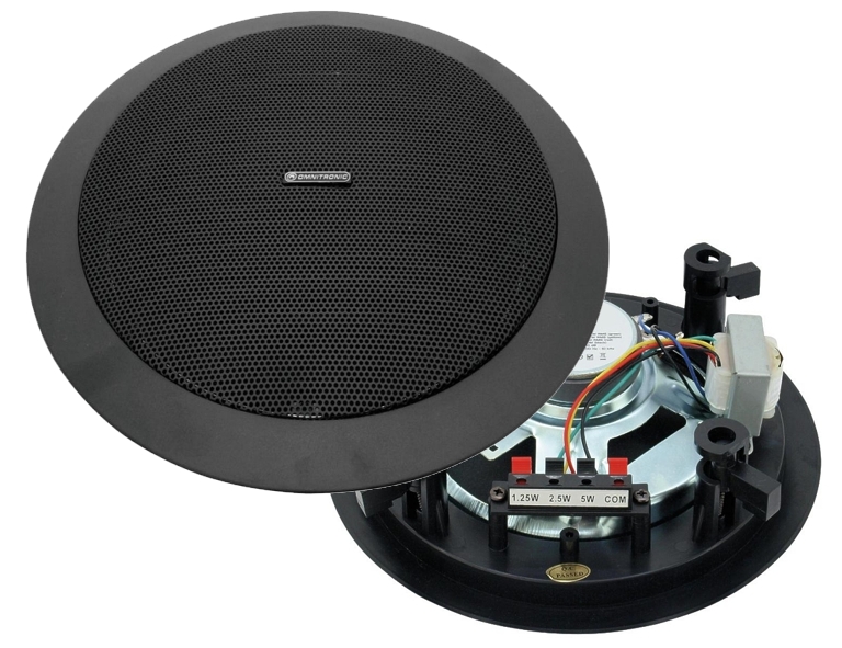 Deckenlautsprecher_Schwarz_88-500-01170 230mm ELA Deckenlautsprecher Schwarz 10W 8-Ohm mit 100V 5W ELA Trafo