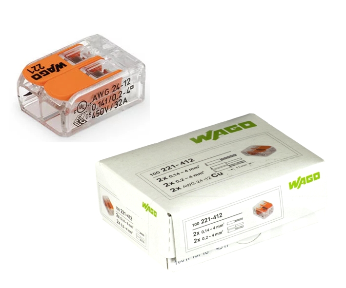 WAGO Klemme 2-Leiter 212-412 COMPACT 100er-Pack Kabelverbinder Leiterklemme