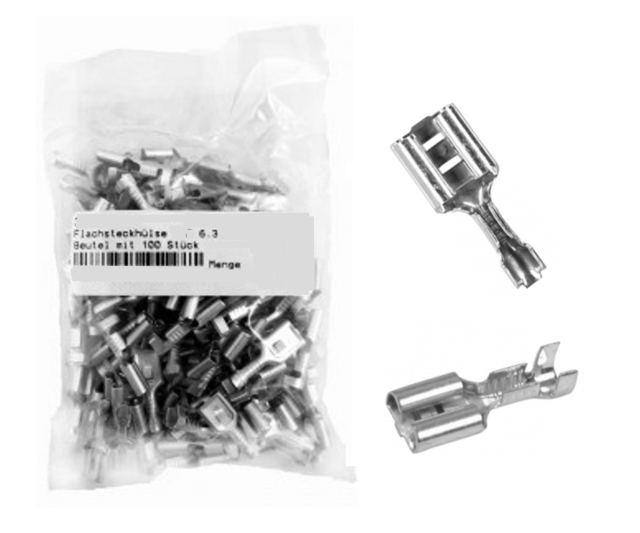 6,3mm Flachsteckhülse Blank vernickelt nicht rostend unisoliert ** 100er Pack 6,3mm Flachsteckhülse Blank vernickelt nicht rostend unisoliert ** 100er Pack